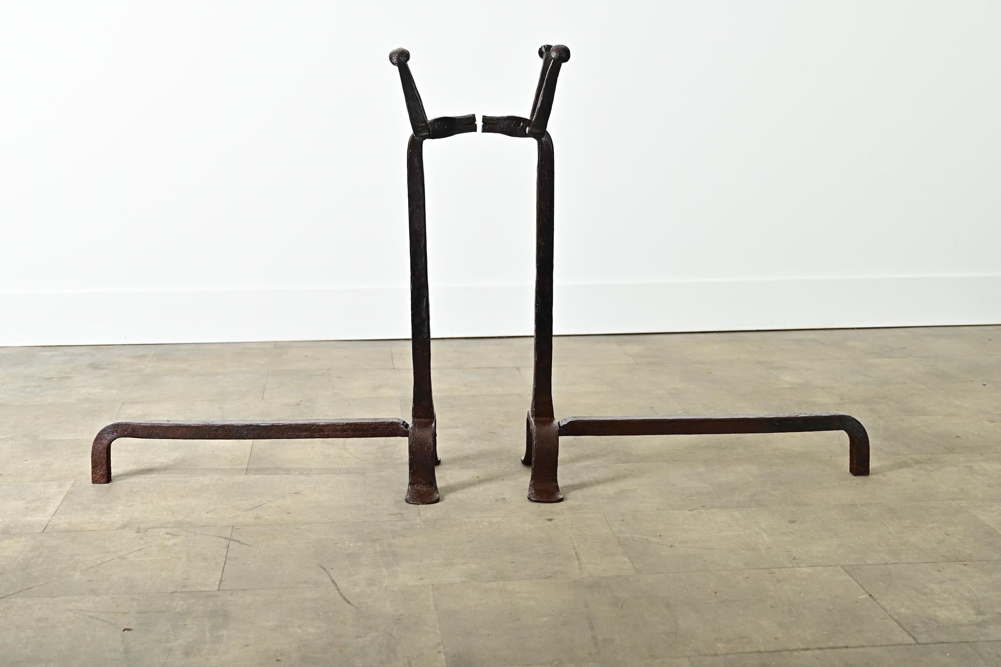 French 18th Century Pair of Iron Chenets 4