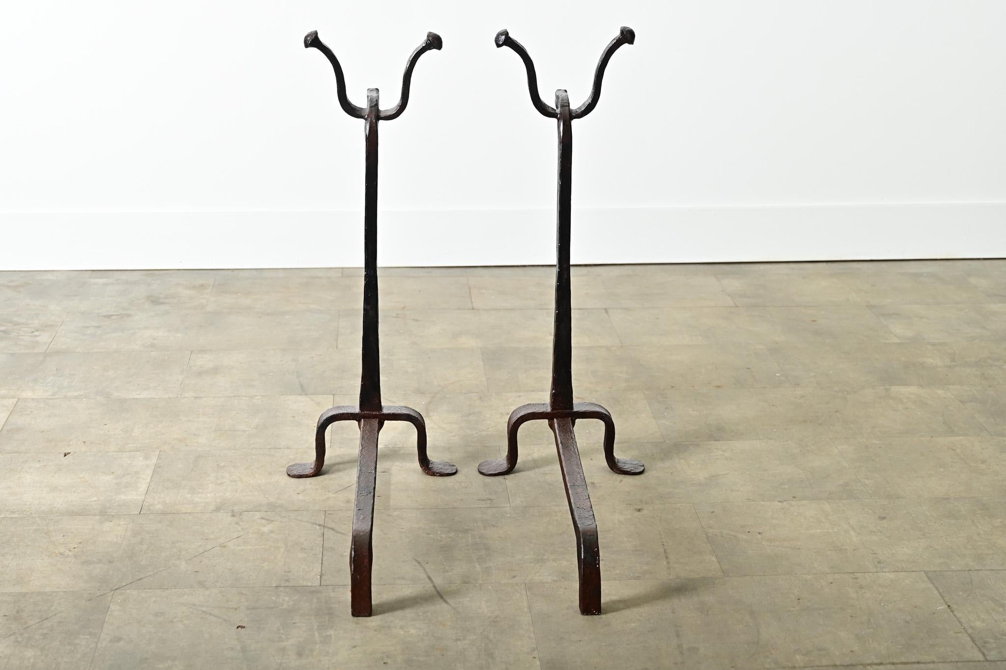 French 18th Century Pair of Iron Chenets 8