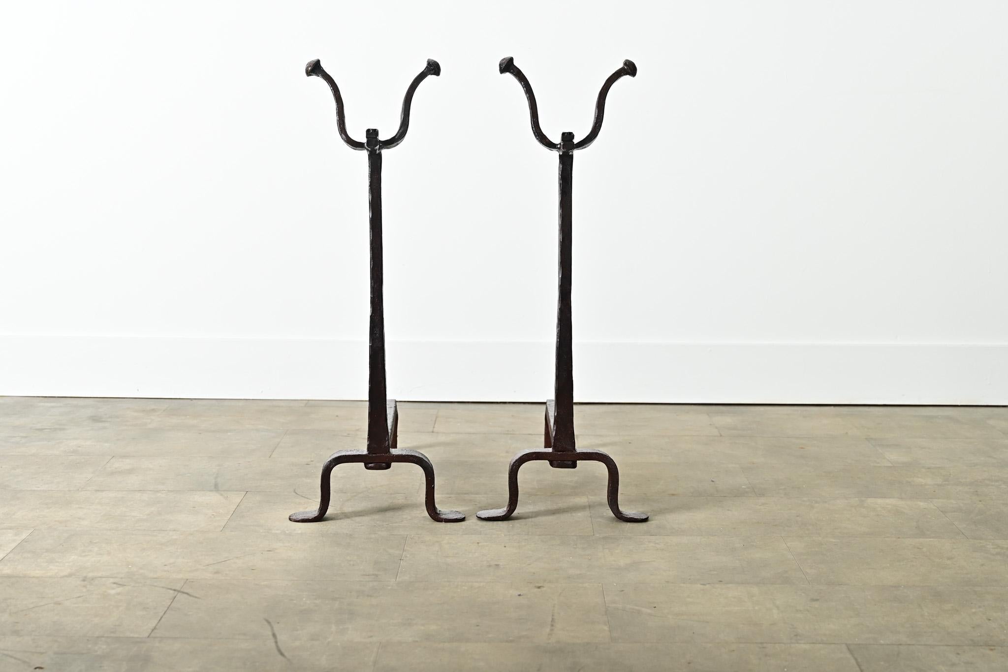 Other French 18th Century Pair of Iron Chenets