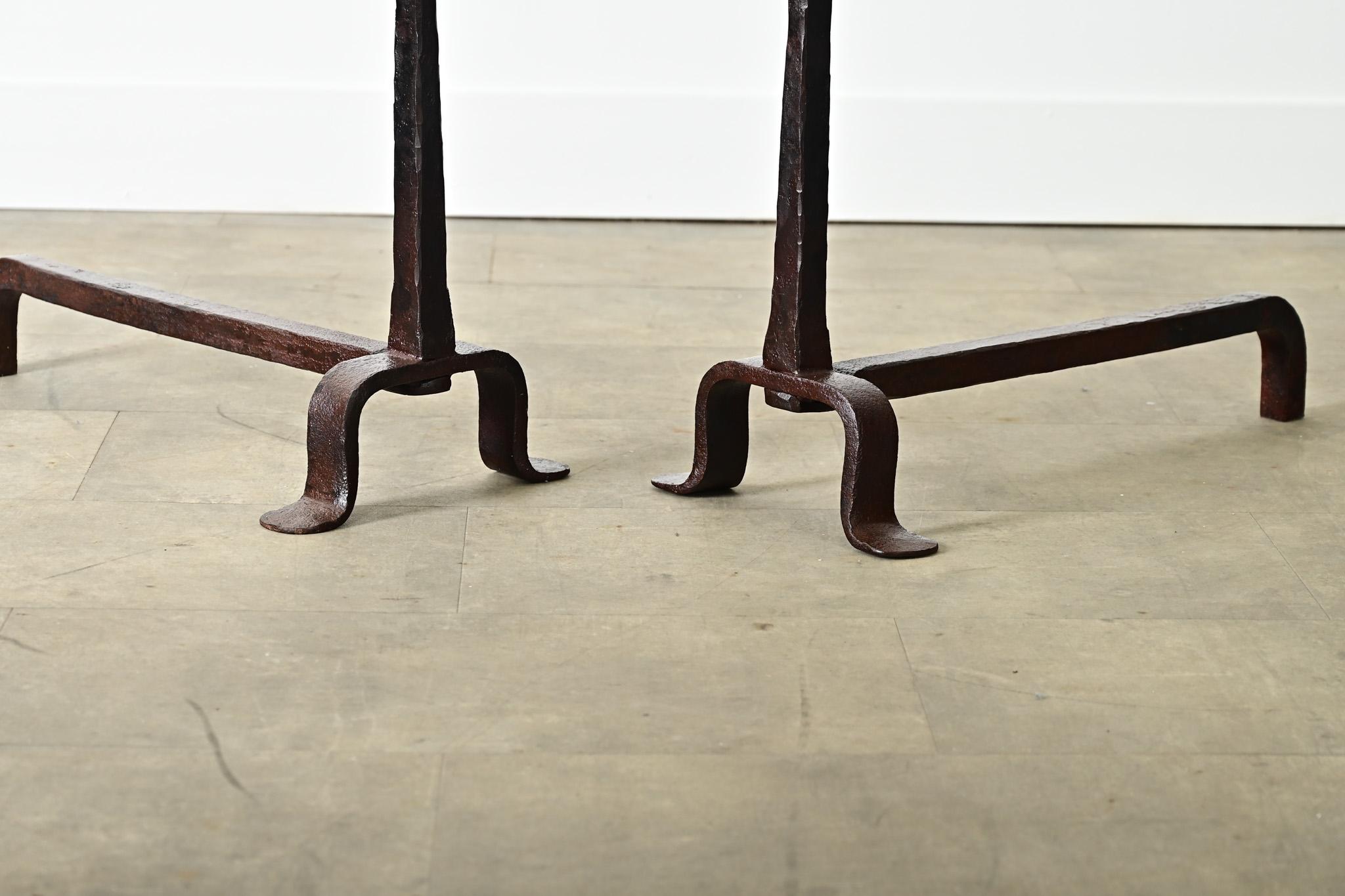 French 18th Century Pair of Iron Chenets 1