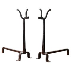 French 18th Century Pair of Iron Chenets