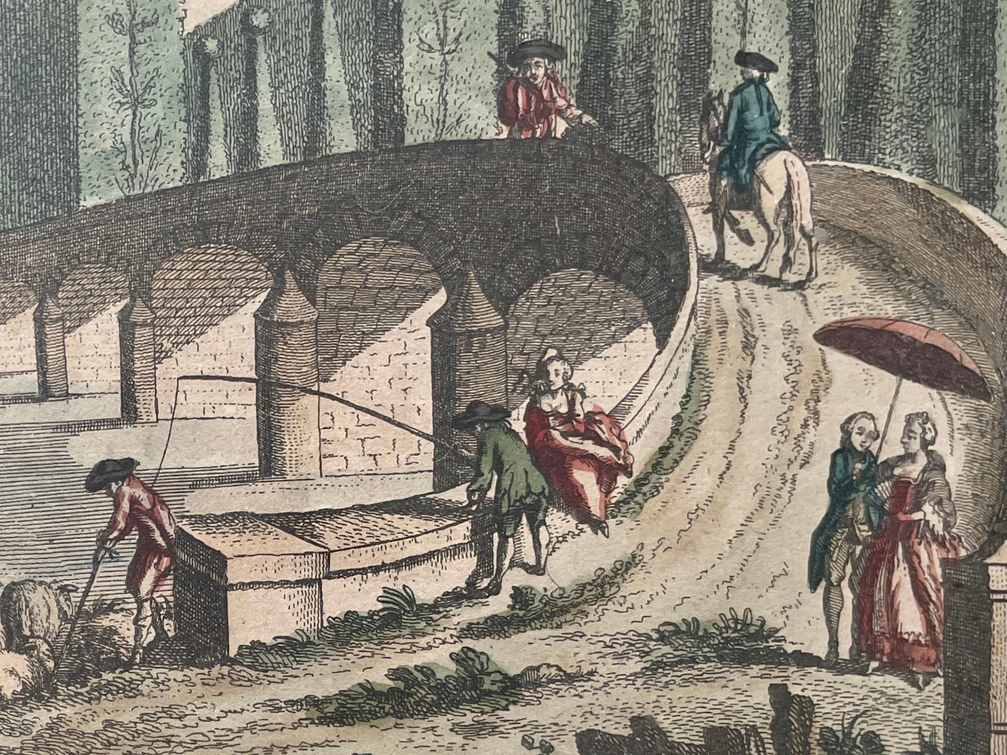 Lithographie française du XVIIIe siècle représentant une scène de parc en vente 1