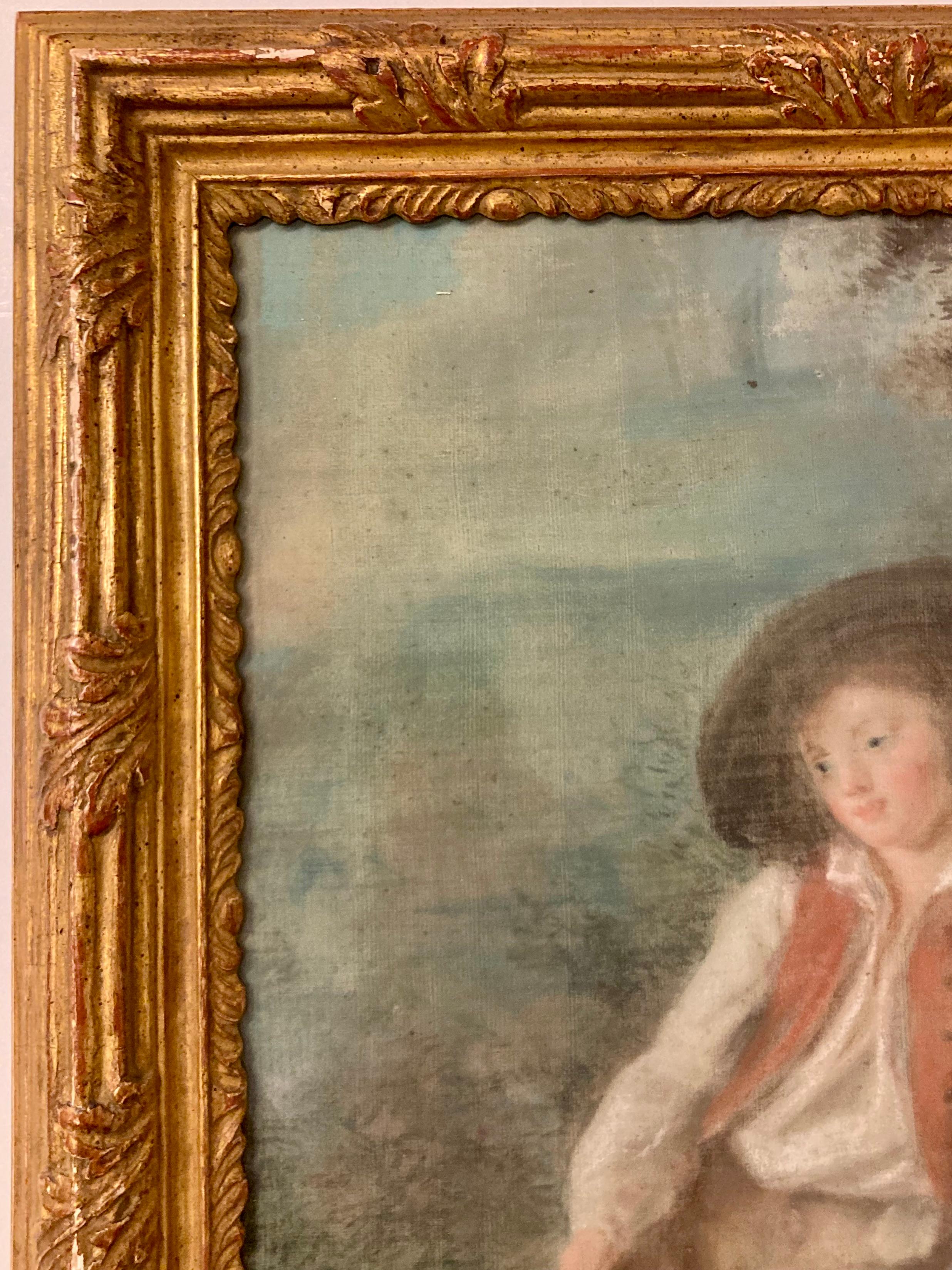 French 18th Century Pastel Drawing of Boy In Good Condition For Sale In Los Angeles, CA