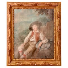 French 18th Century Pastel Drawing of Boy
