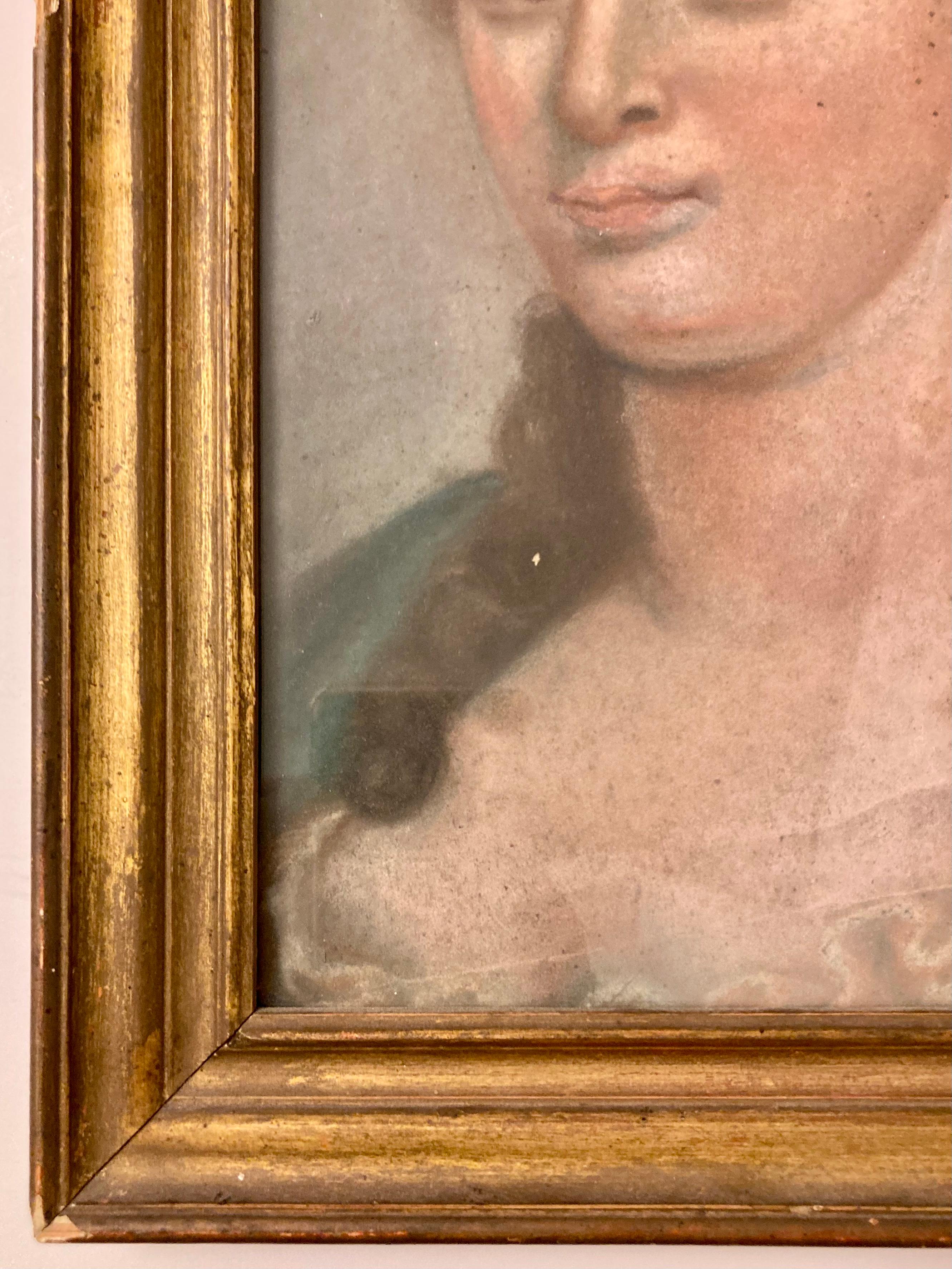 French 18th Century Pastel Drawing Portrait of a Lady For Sale 1