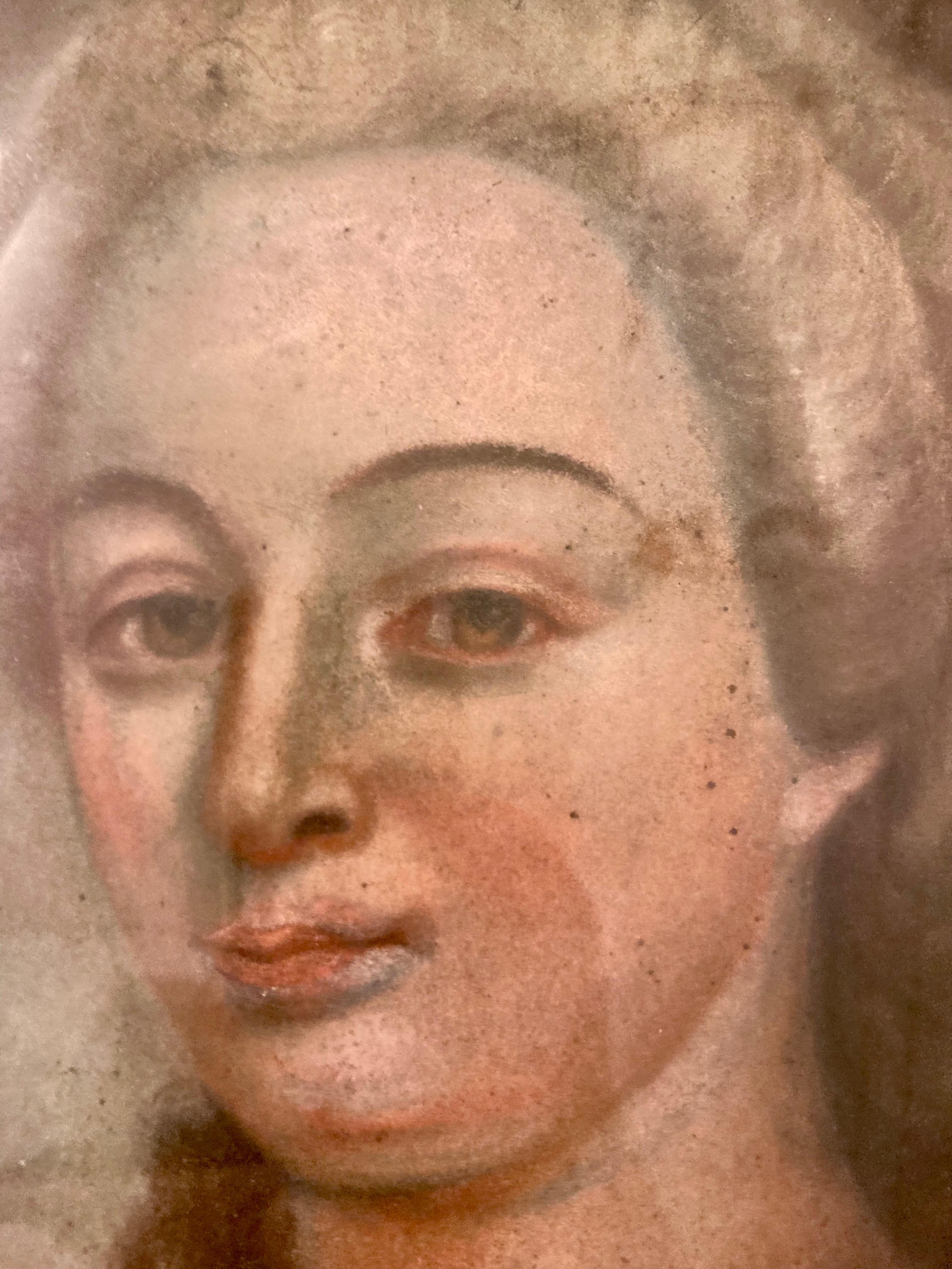 French 18th Century Pastel Drawing Portrait of a Lady For Sale 2