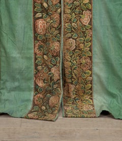 French 18th Century Petit Point and 19th Century Bourette de Soie Curtains