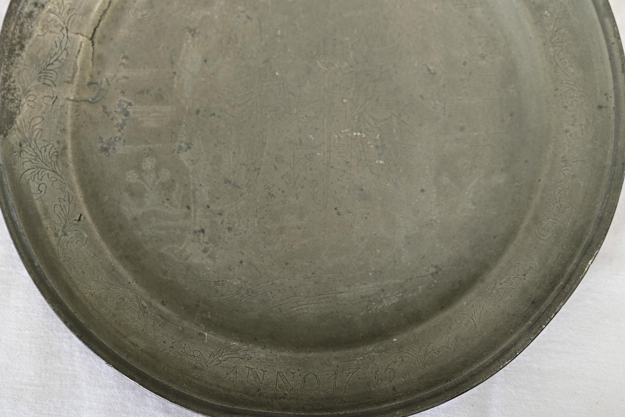 Other French 18th Century Pewter Plate of Saints Peter and Paul For Sale