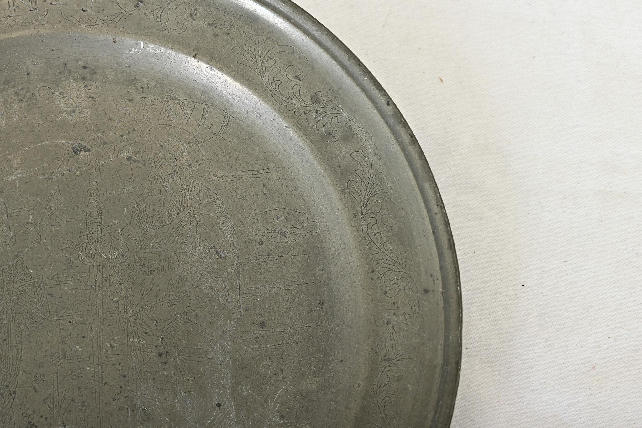 18th Century and Earlier French 18th Century Pewter Plate of Saints Peter and Paul For Sale