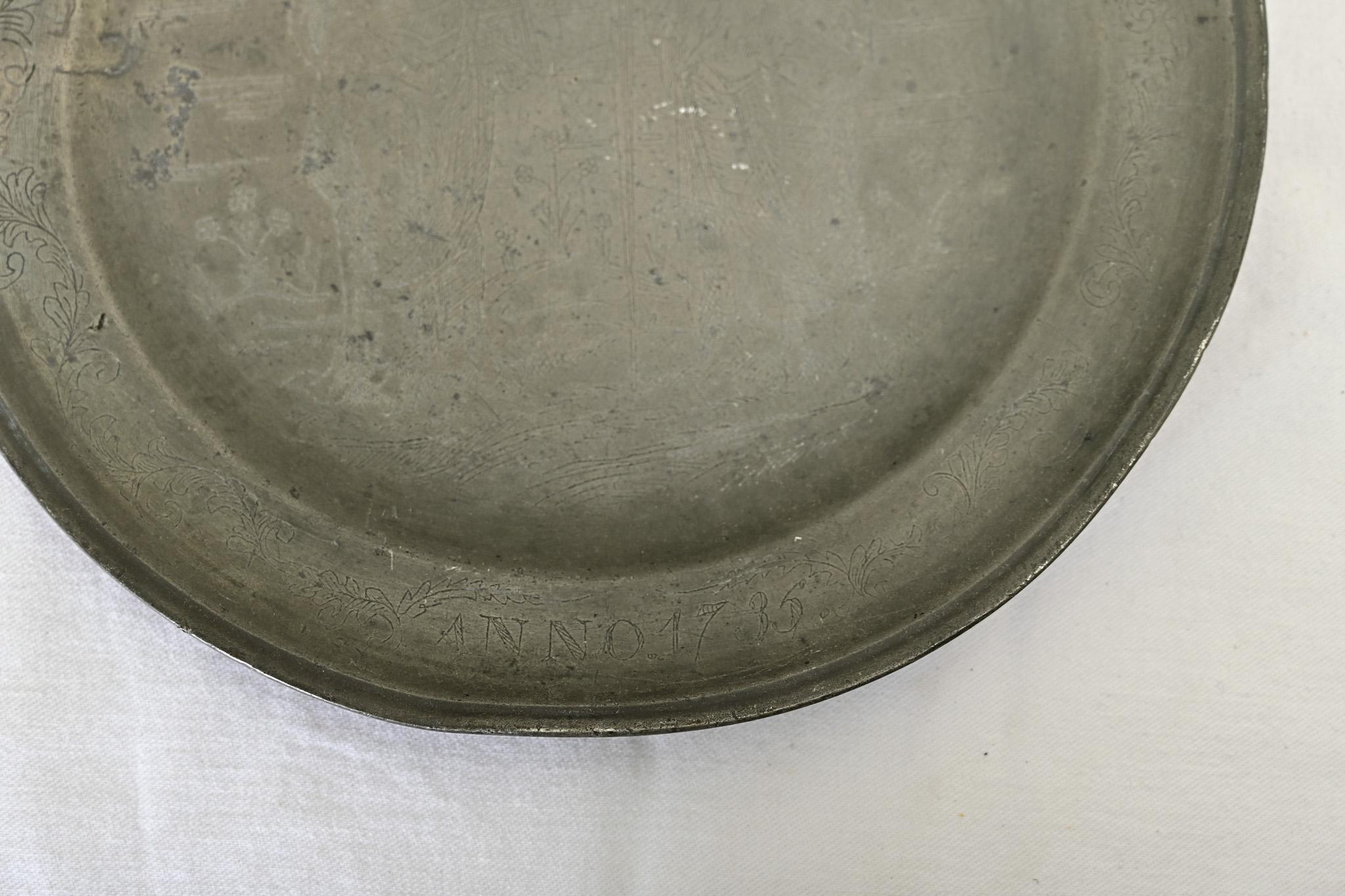 French 18th Century Pewter Plate of Saints Peter and Paul For Sale 2
