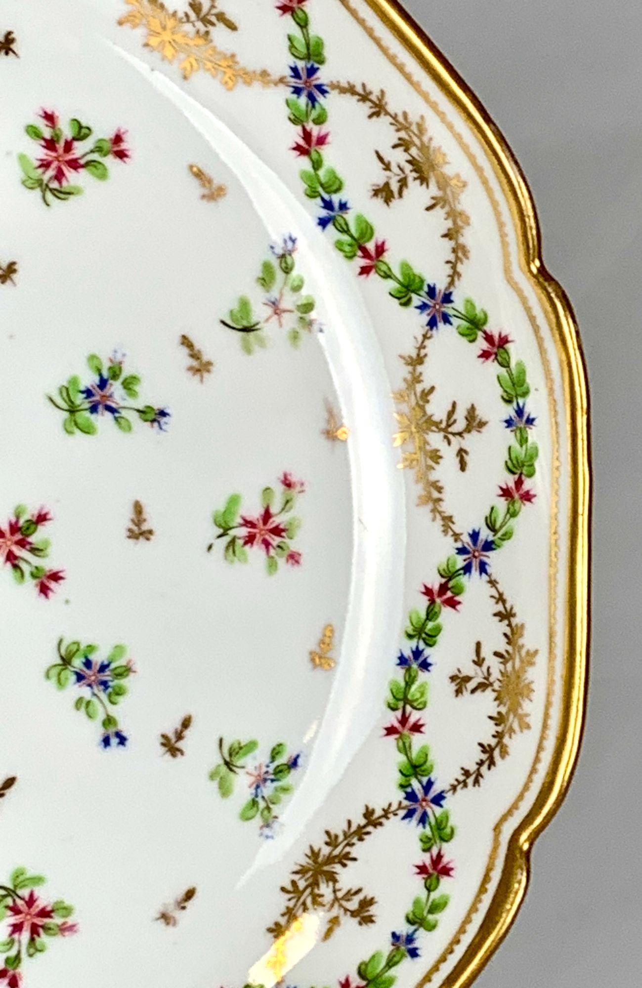 French 18th-Century Porcelain Dishes Sprig Pattern Hand-Painted Locré, ca. 1785 7