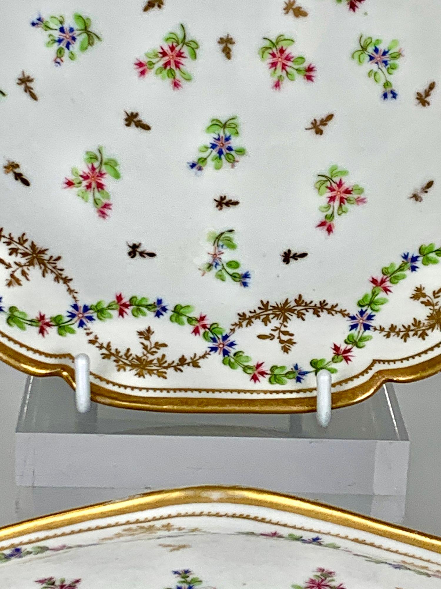 French 18th-Century Porcelain Dishes Sprig Pattern Hand-Painted Locré, ca. 1785 8