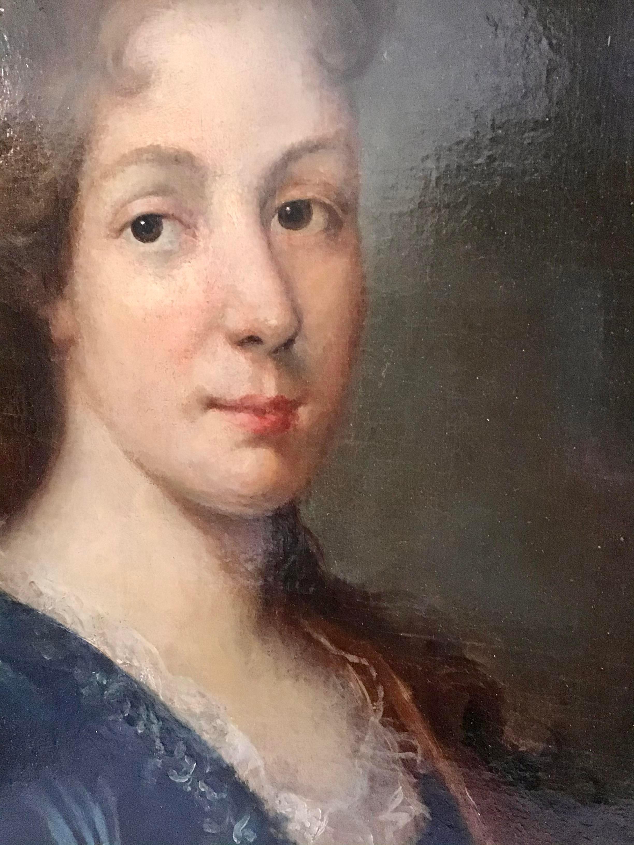 French Provincial French 18th Century Portrait of a Noblewoman For Sale