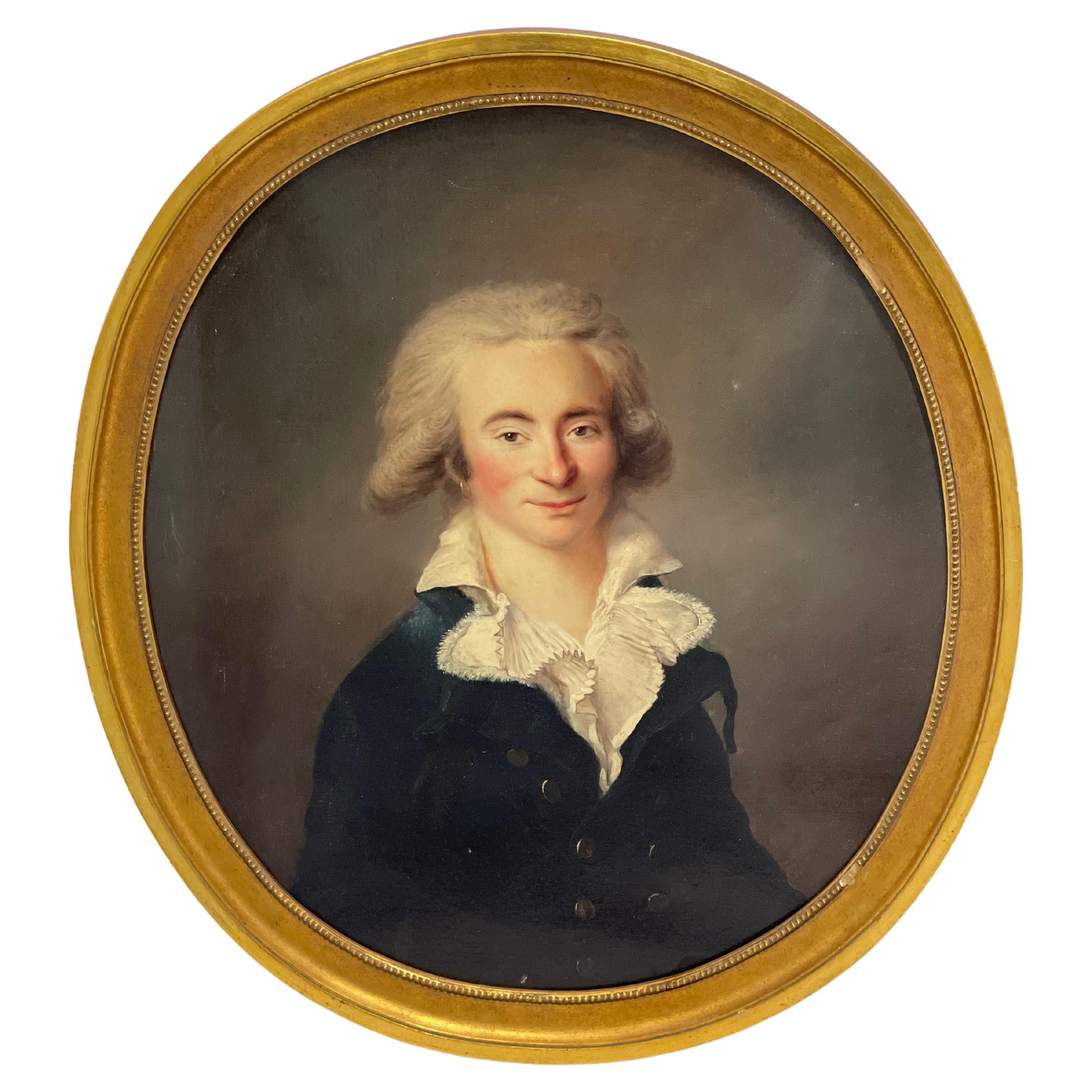 Portrait français du 18ème siècle signé Legrand, 1790 en vente