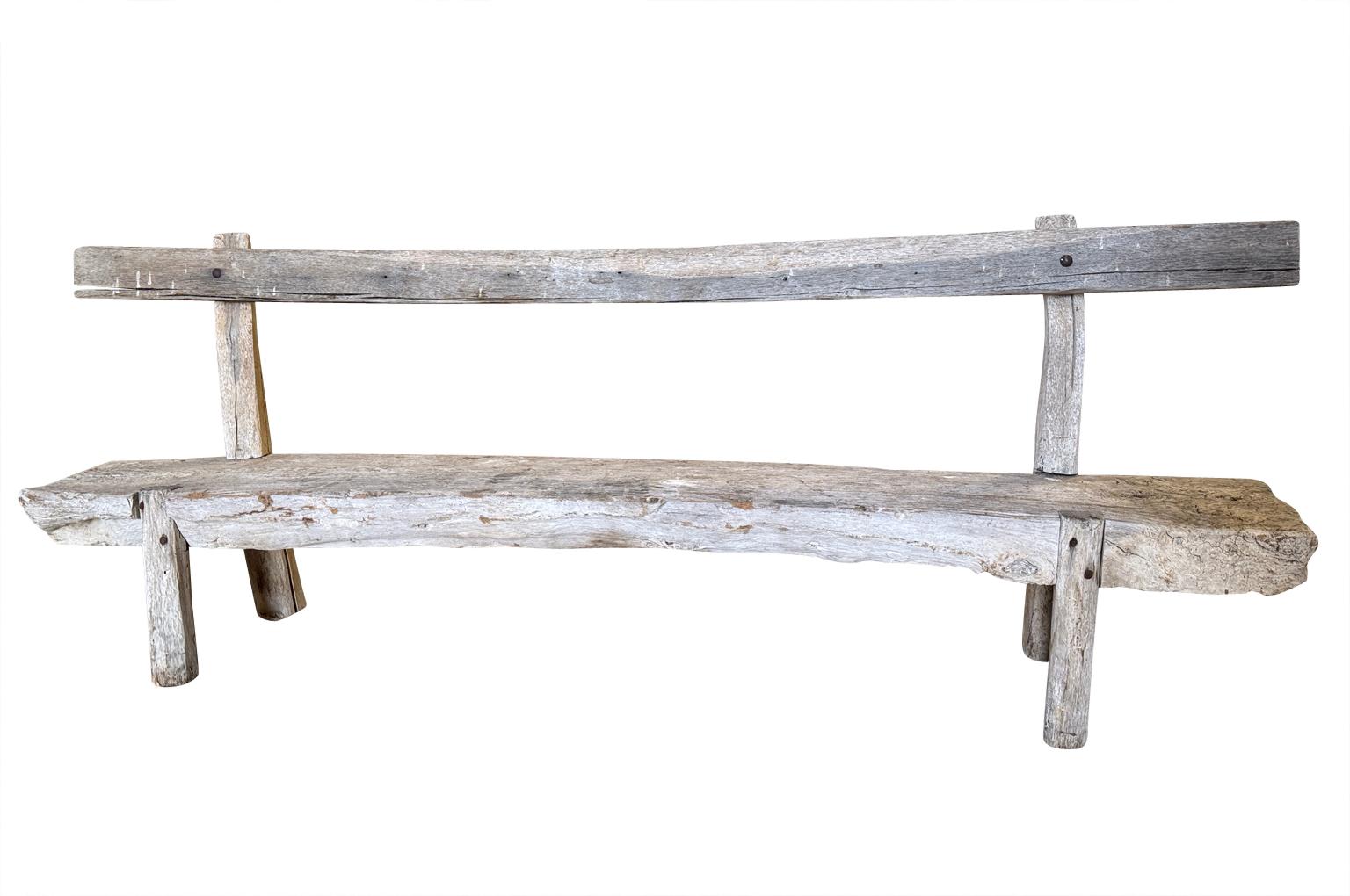 French 18th Century Primitive Bench In Good Condition For Sale In Round Top, TX