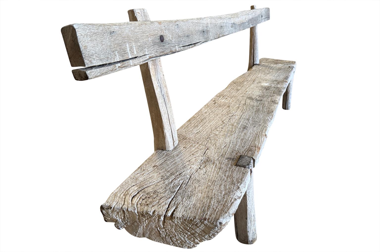 Oak French 18th Century Primitive Bench For Sale