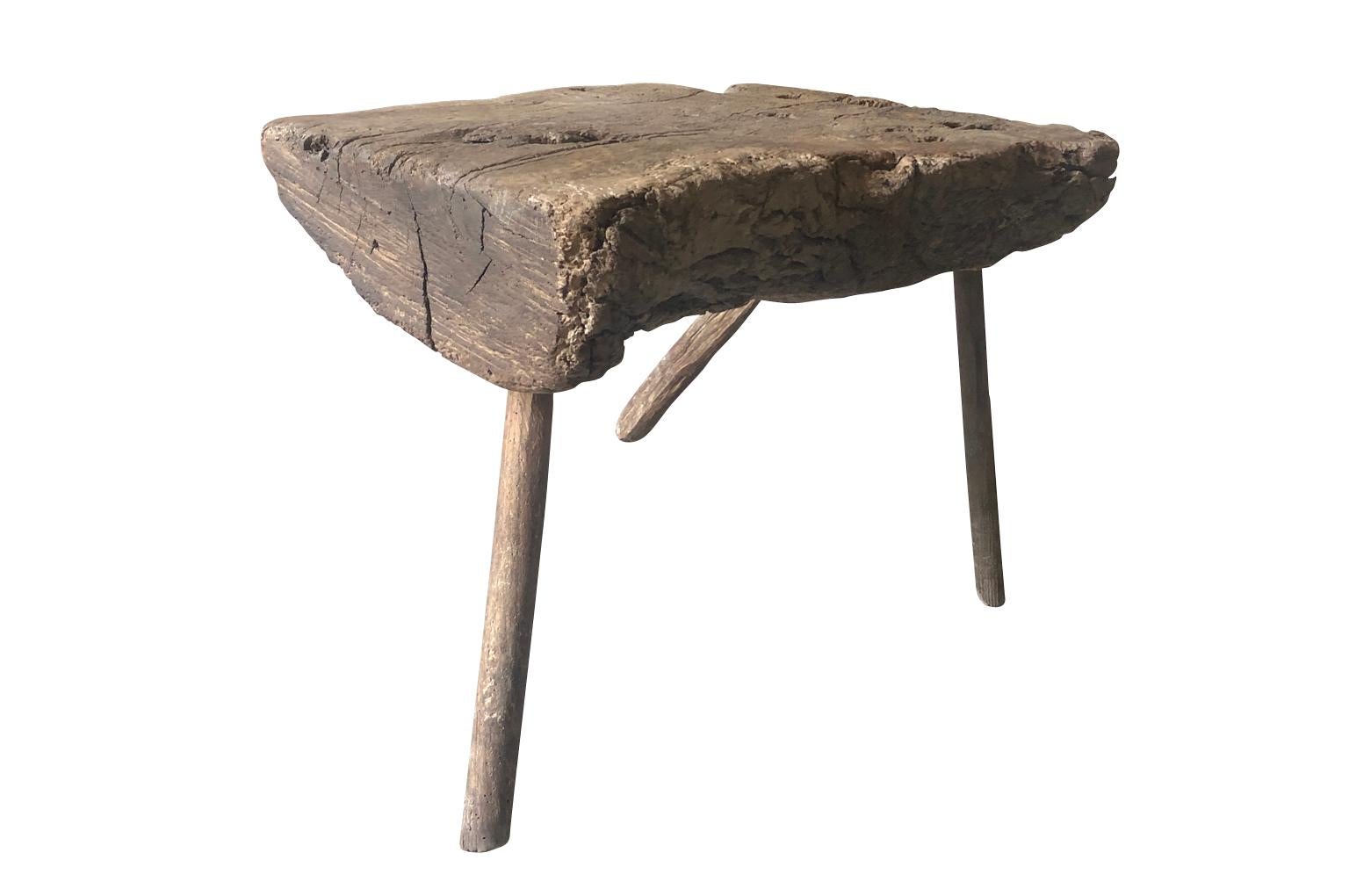 18th Century and Earlier French 18th Century Primitive Stool or Side Table