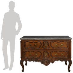 French 18th century Provincial Louis XV Period Walnut, Bronze and Gris St. Anne