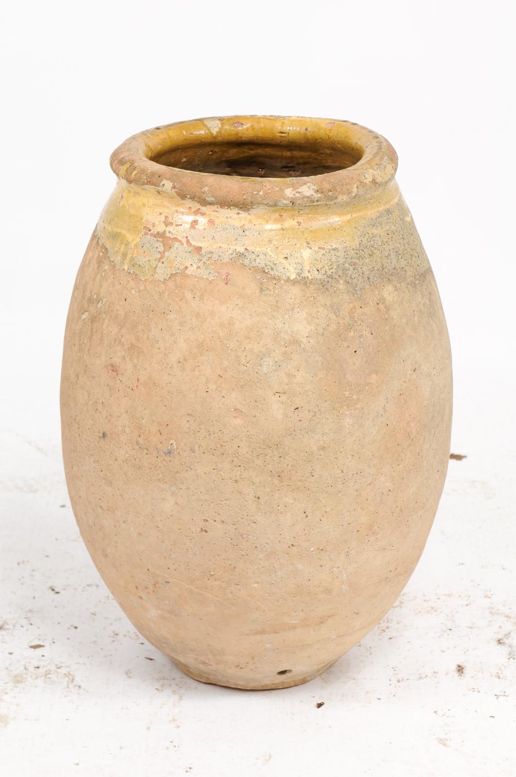 18th Century and Earlier French, 18th Century Provincial Terracotta Biot Jar with Yellow Glazed Accents