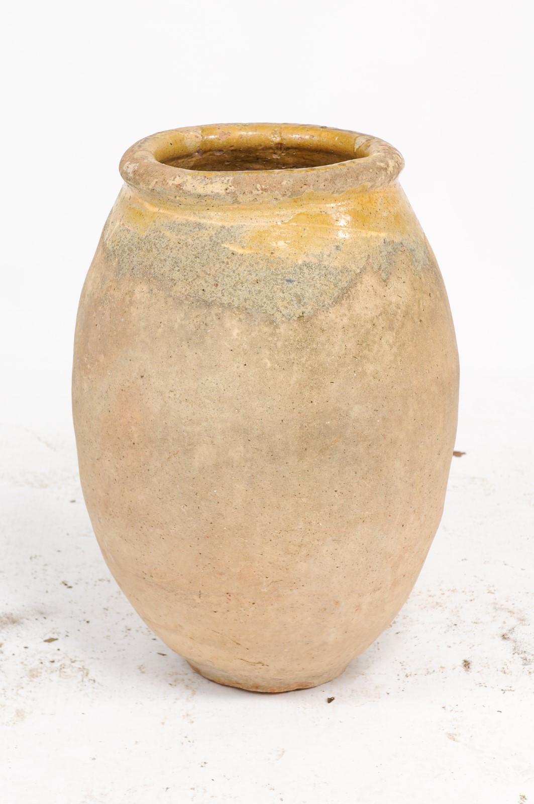 French, 18th Century Provincial Terracotta Biot Jar with Yellow Glazed Accents 2