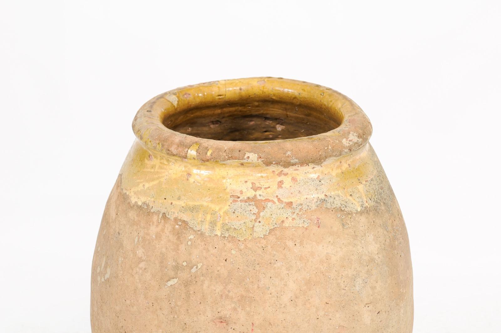 French, 18th Century Provincial Terracotta Biot Jar with Yellow Glazed Accents 5