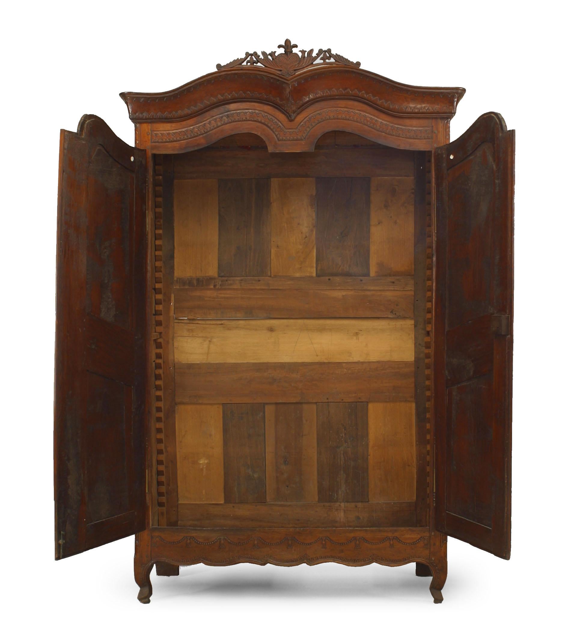 French Provincial French 18th Century Provincial Walnut Armoire For Sale