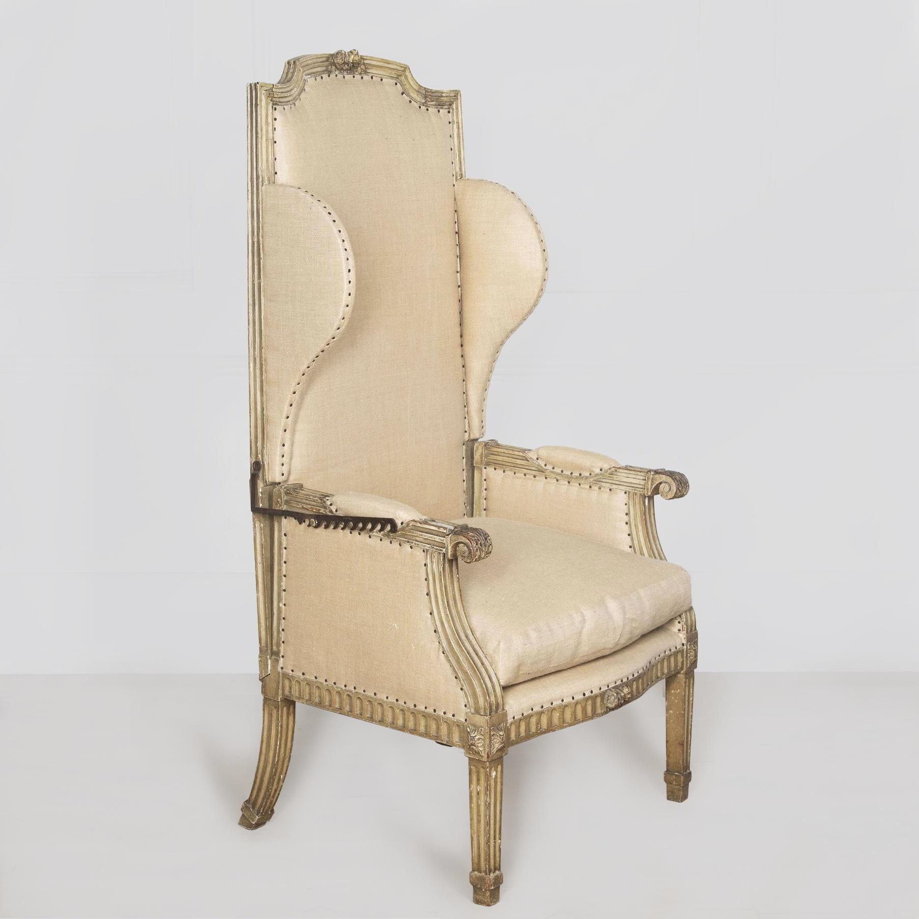 Louis XVI French 18th Century Reclining Wing Chair For Sale