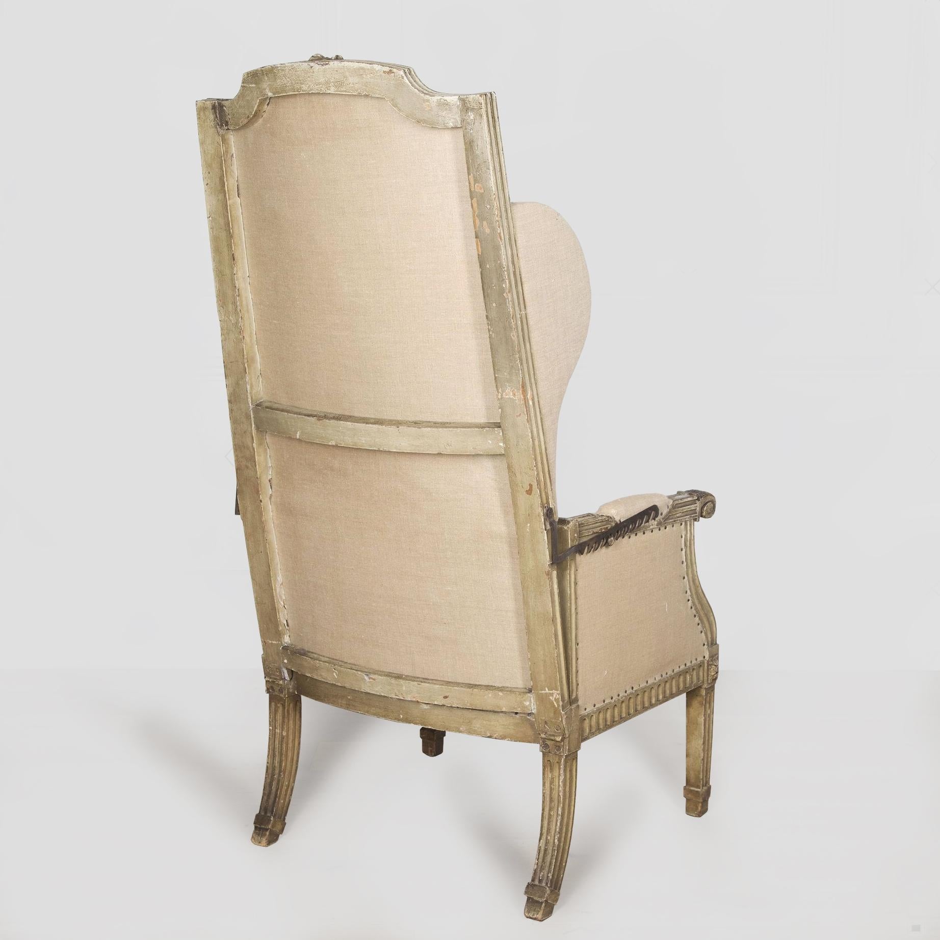 French 18th Century Reclining Wing Chair For Sale 4