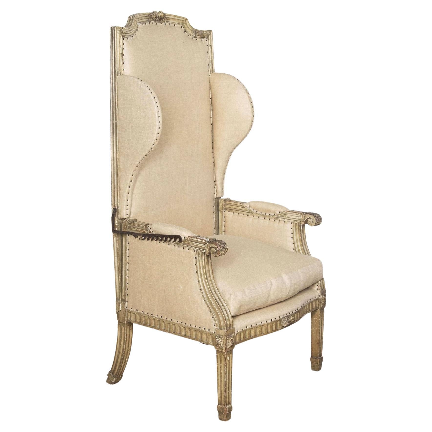 French 18th Century Reclining Wing Chair For Sale