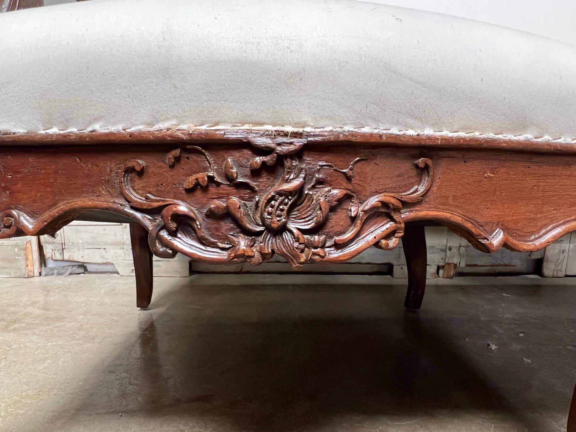 French 18th Century Regence Carved Walnut Canape Sofa 5