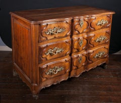French 18th Century Regence Lyonnaise Commode Made of Walnut, Bronze dOre Mounts
