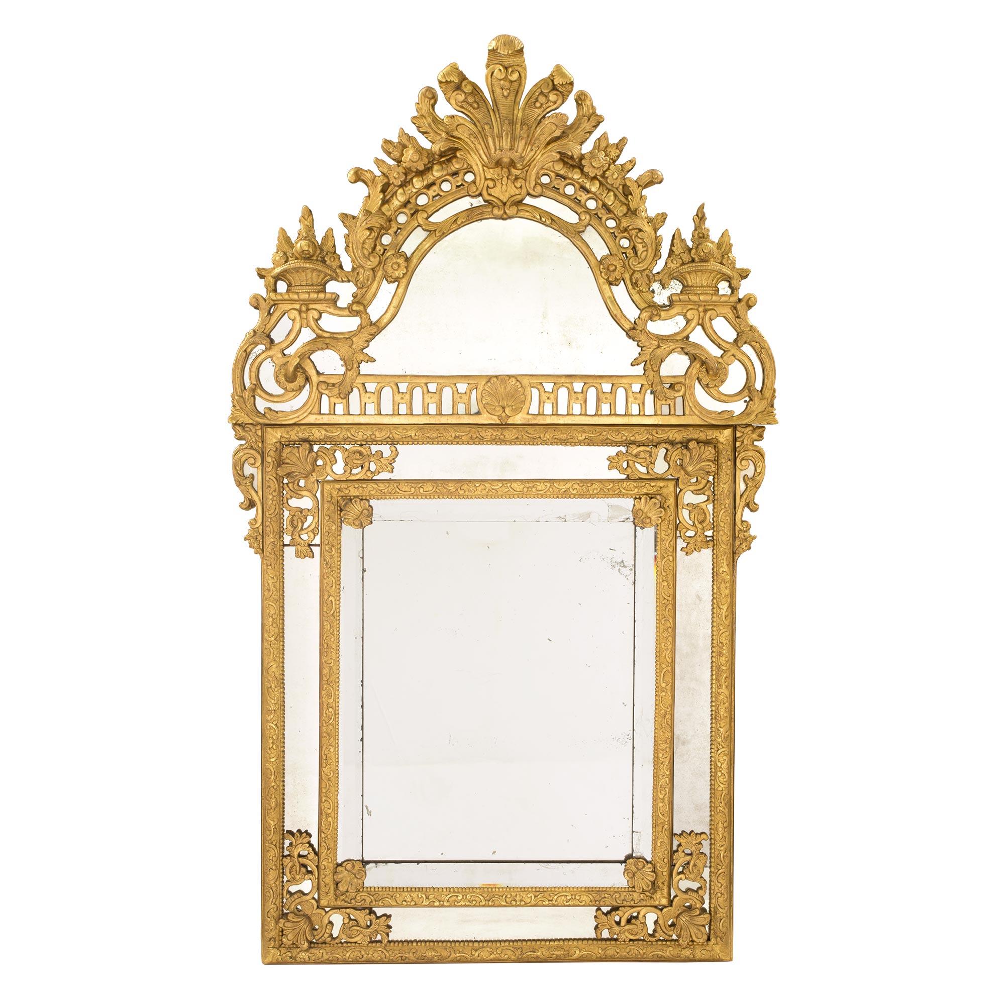 French 18th Century Regence Period Double Framed Giltwood Mirror