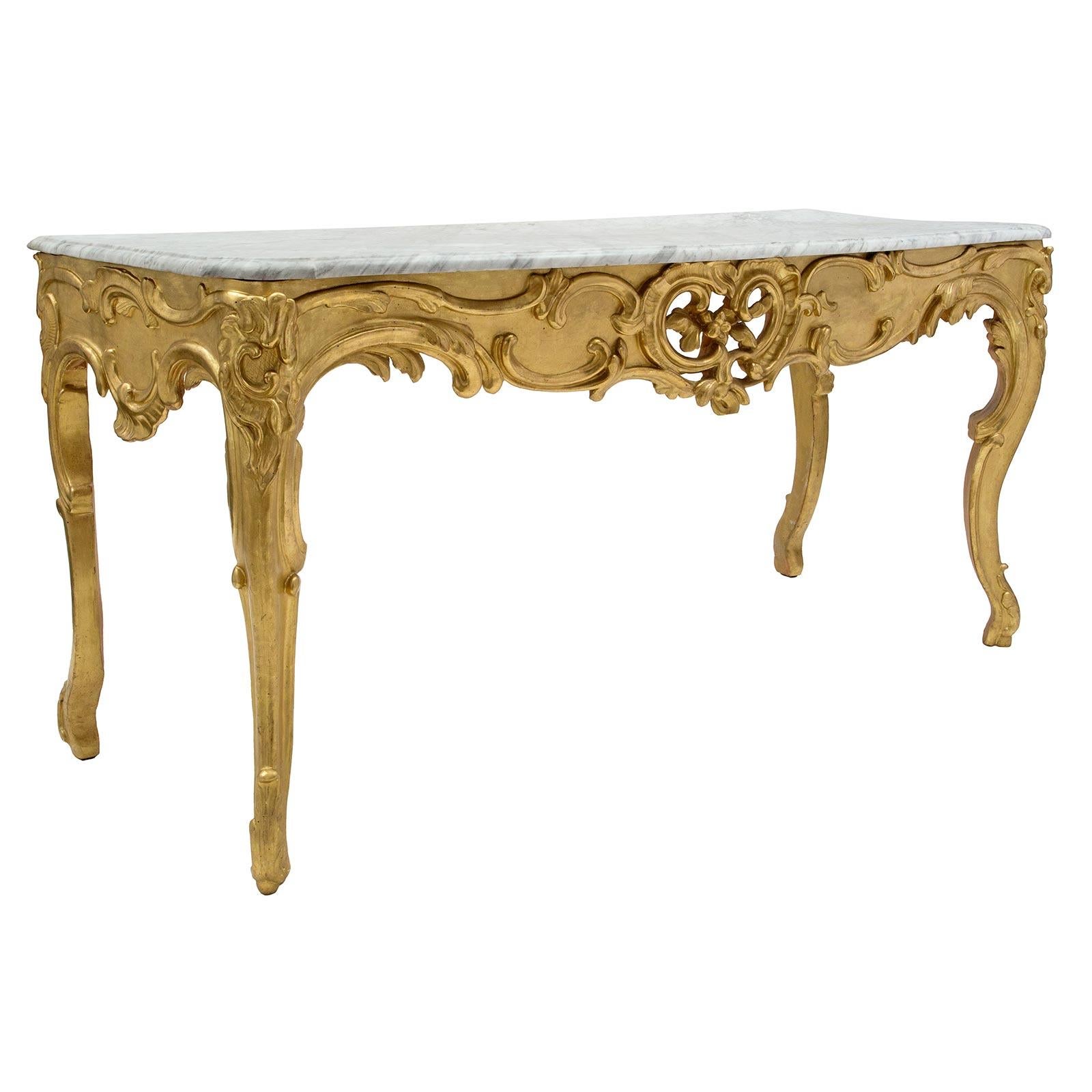 French 18th Century Régence Period Giltwood and Marble Console In Good Condition For Sale In West Palm Beach, FL