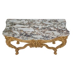 French 18th Century Regence Period Giltwood and Marble Freestanding Console