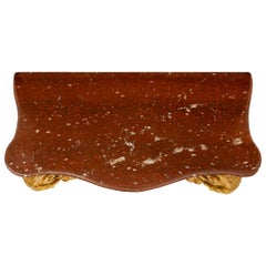 French 18th Century Regence Period Giltwood and Rouge Griotte Marble Console
