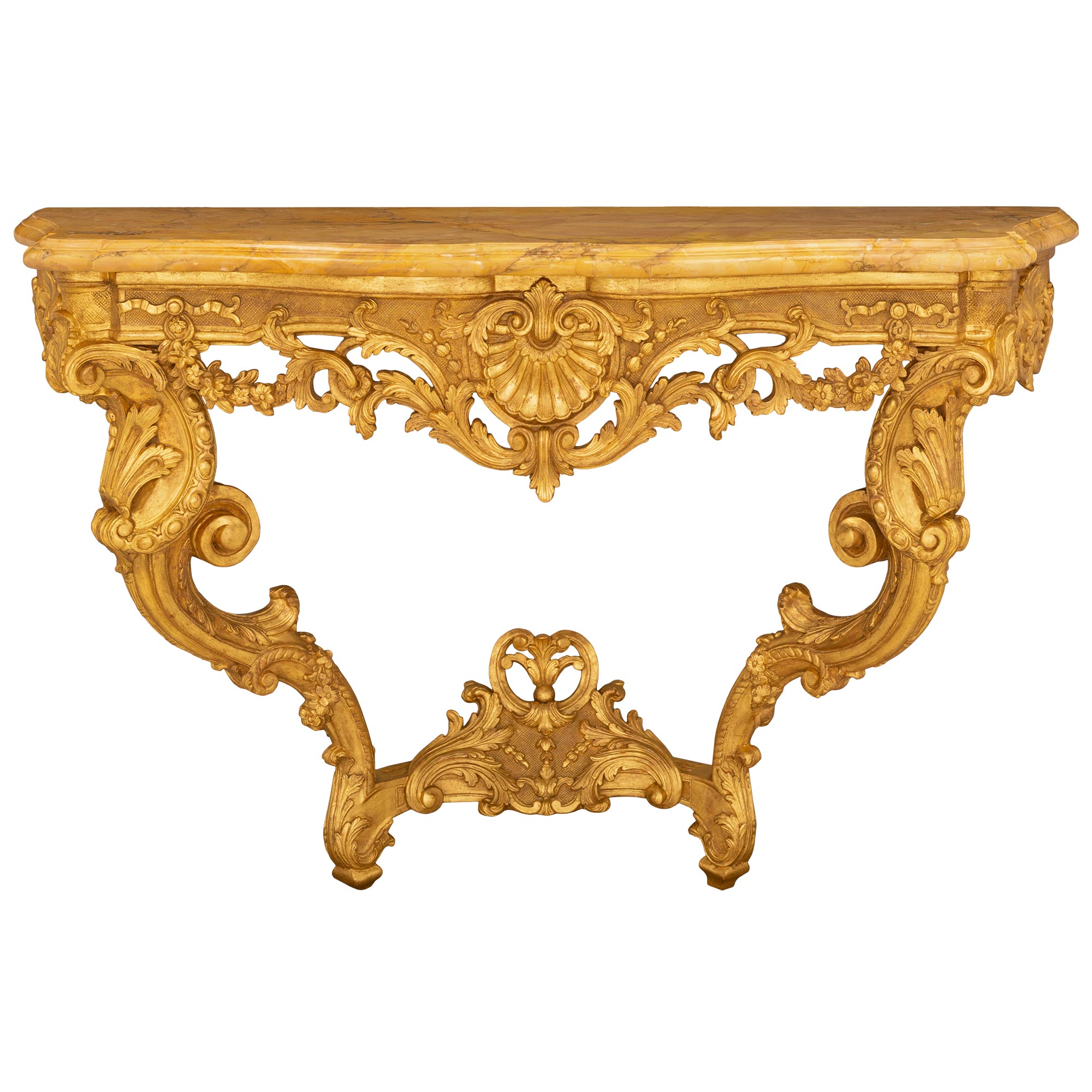 French 18th Century Régence Period Giltwood and Sienna Marble Console Circa 1720