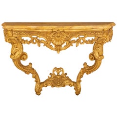 Antique French 18th Century Régence Period Giltwood and Sienna Marble Console Circa 1720