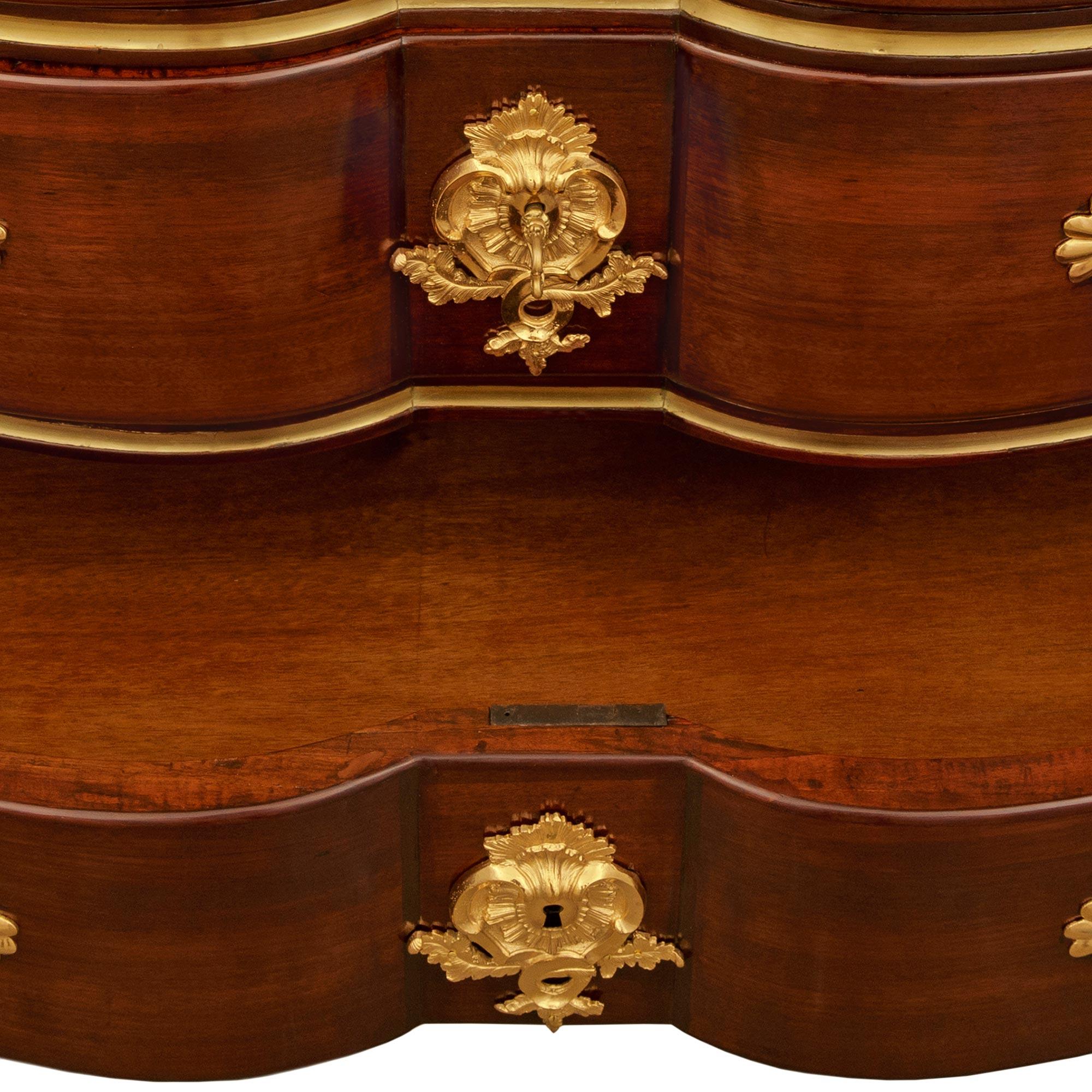 French 18th century Regence Period Mahogany, Ormolu and marble commode For Sale 6