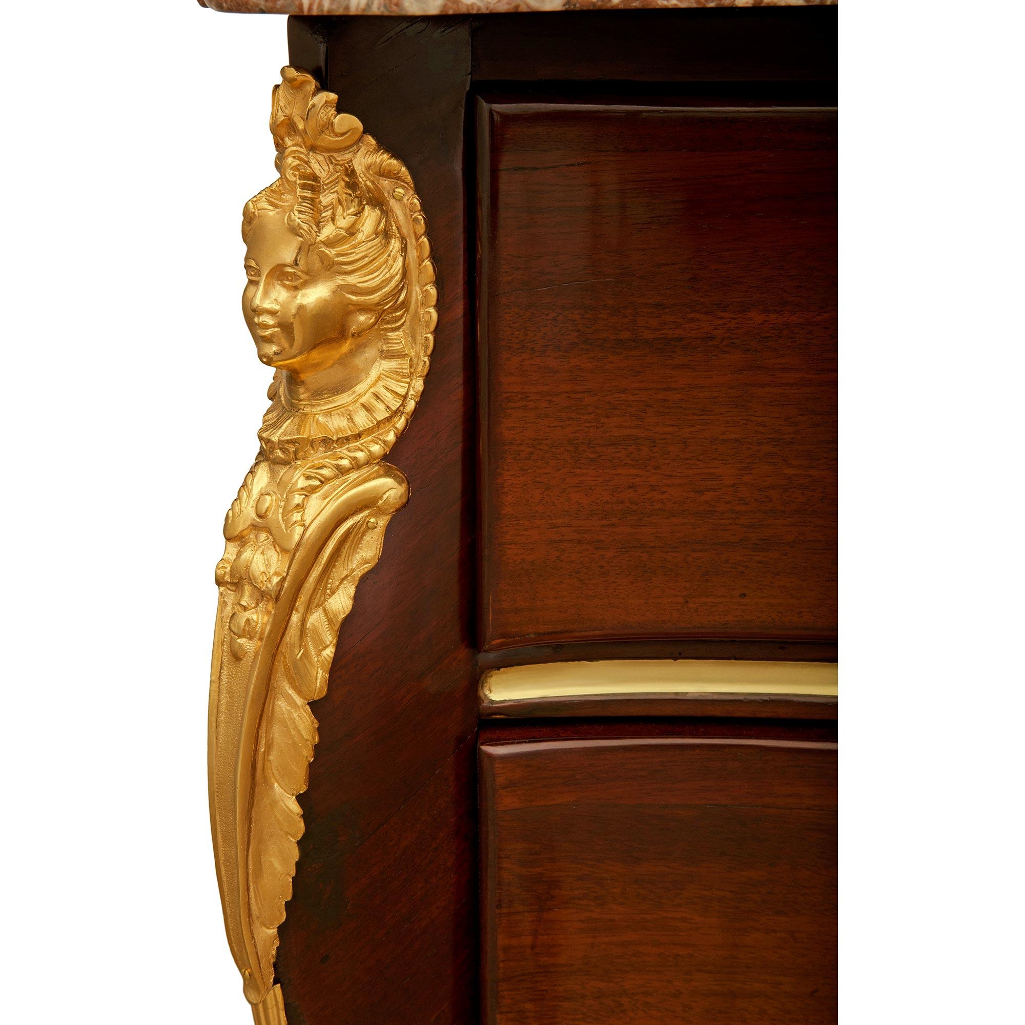 French 18th century Regence Period Mahogany, Ormolu and marble commode For Sale 2