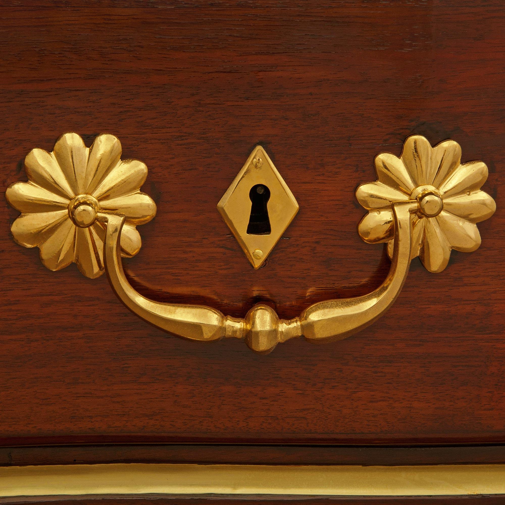 French 18th century Regence Period Mahogany, Ormolu and marble commode For Sale 3