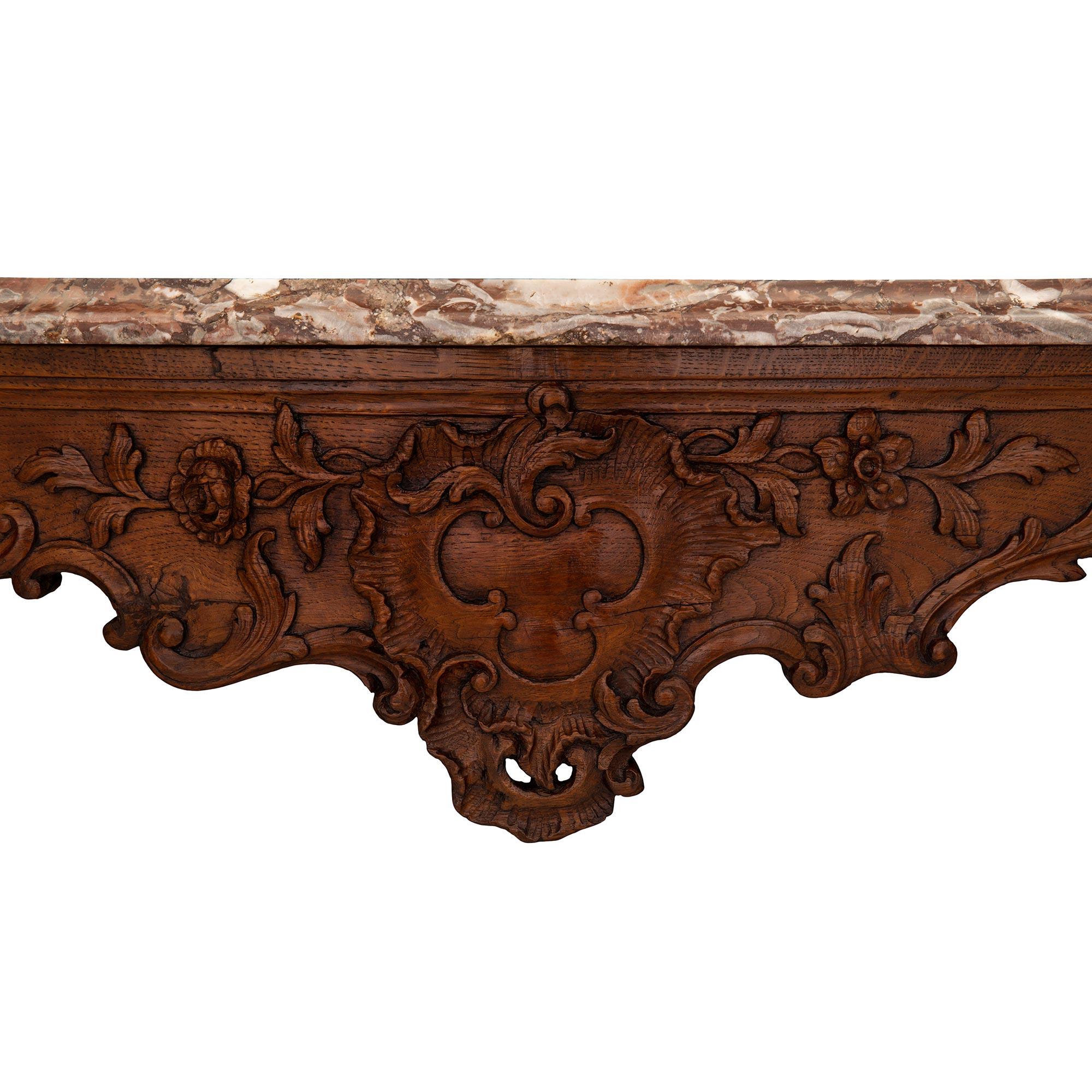 18th Century and Earlier French 18th Century Régence Period Walnut And Marble Center Table For Sale