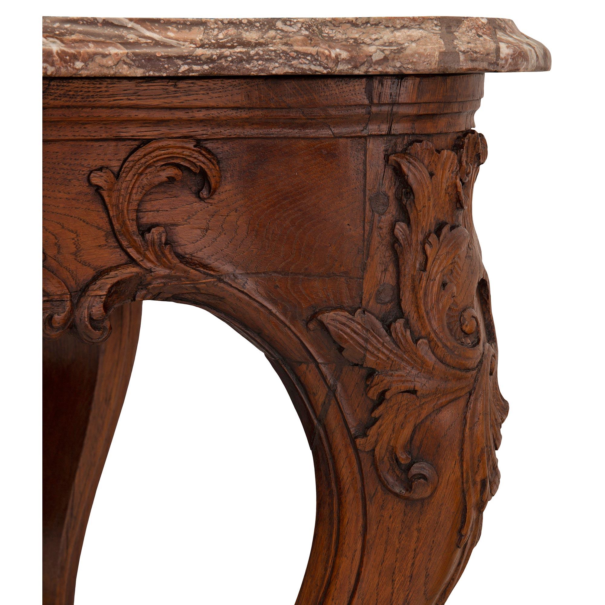 French 18th Century Régence Period Walnut And Marble Center Table For Sale 1