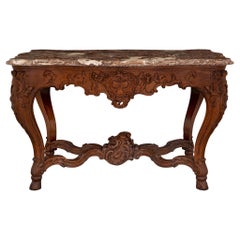 French 18th Century Régence Period Walnut And Marble Center Table