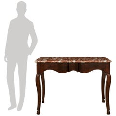French 18th century Regence Period Walnut and Rouge Royale marble console