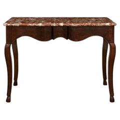 French 18th century Regence Period Walnut and Rouge Royale marble console
