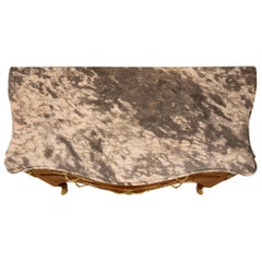 French 18th Century Régence Period Walnut, Fruitwood, Ormolu, and Marble Commode