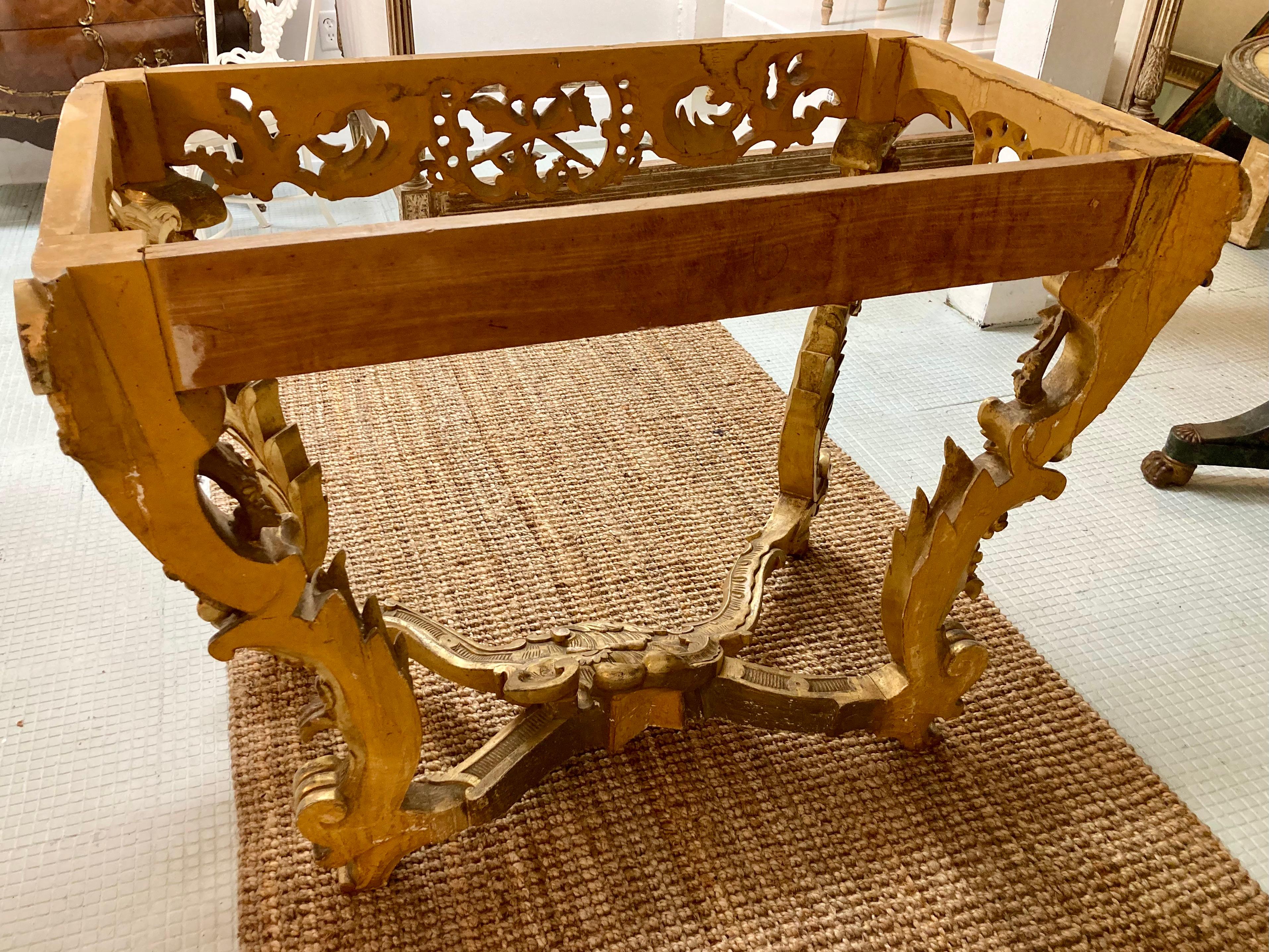 French 18th Century Regency Gilt Carved Console With No Top - Base Only For Sale 6