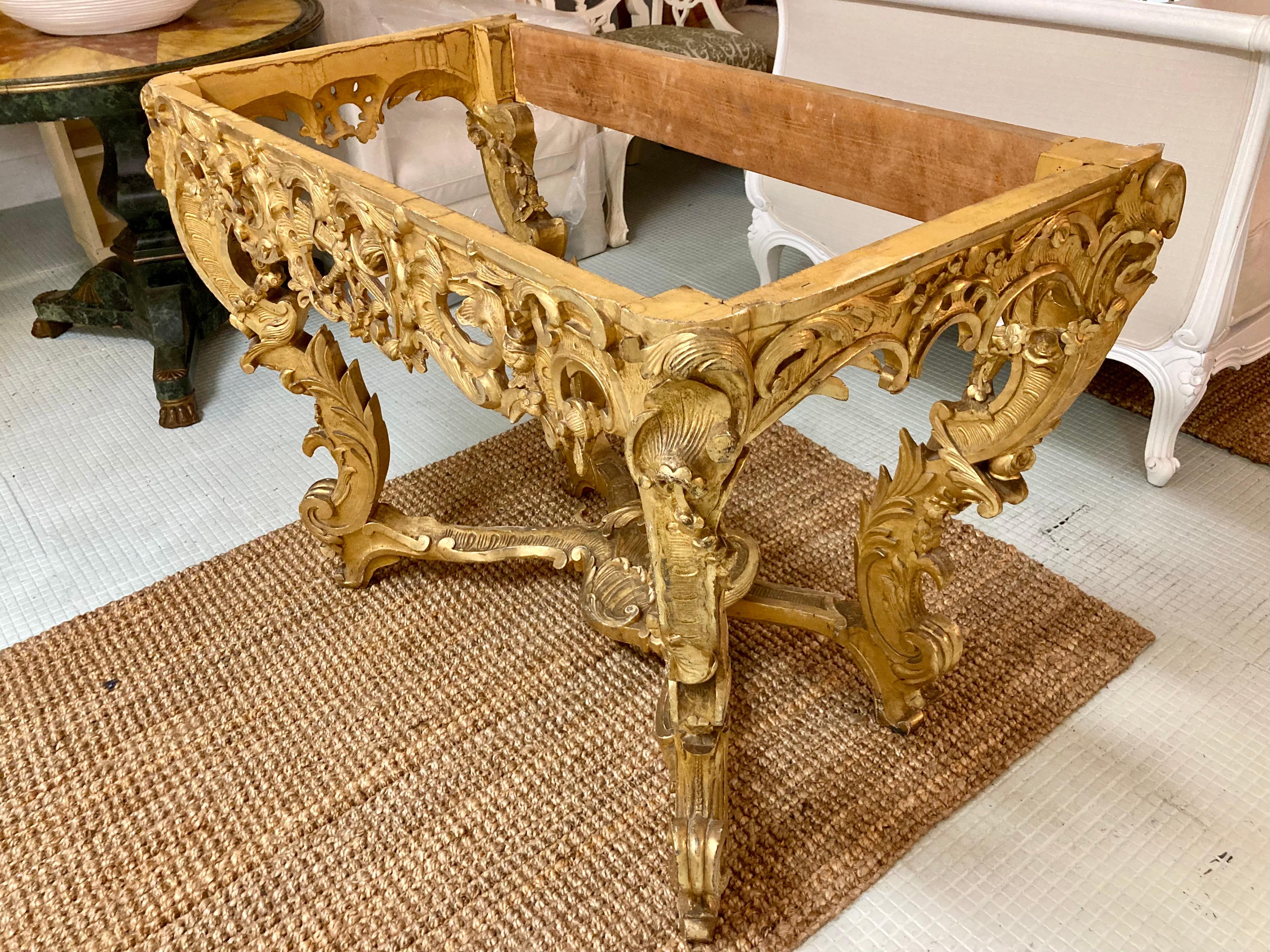 Wood French 18th Century Regency Gilt Carved Console With No Top - Base Only For Sale