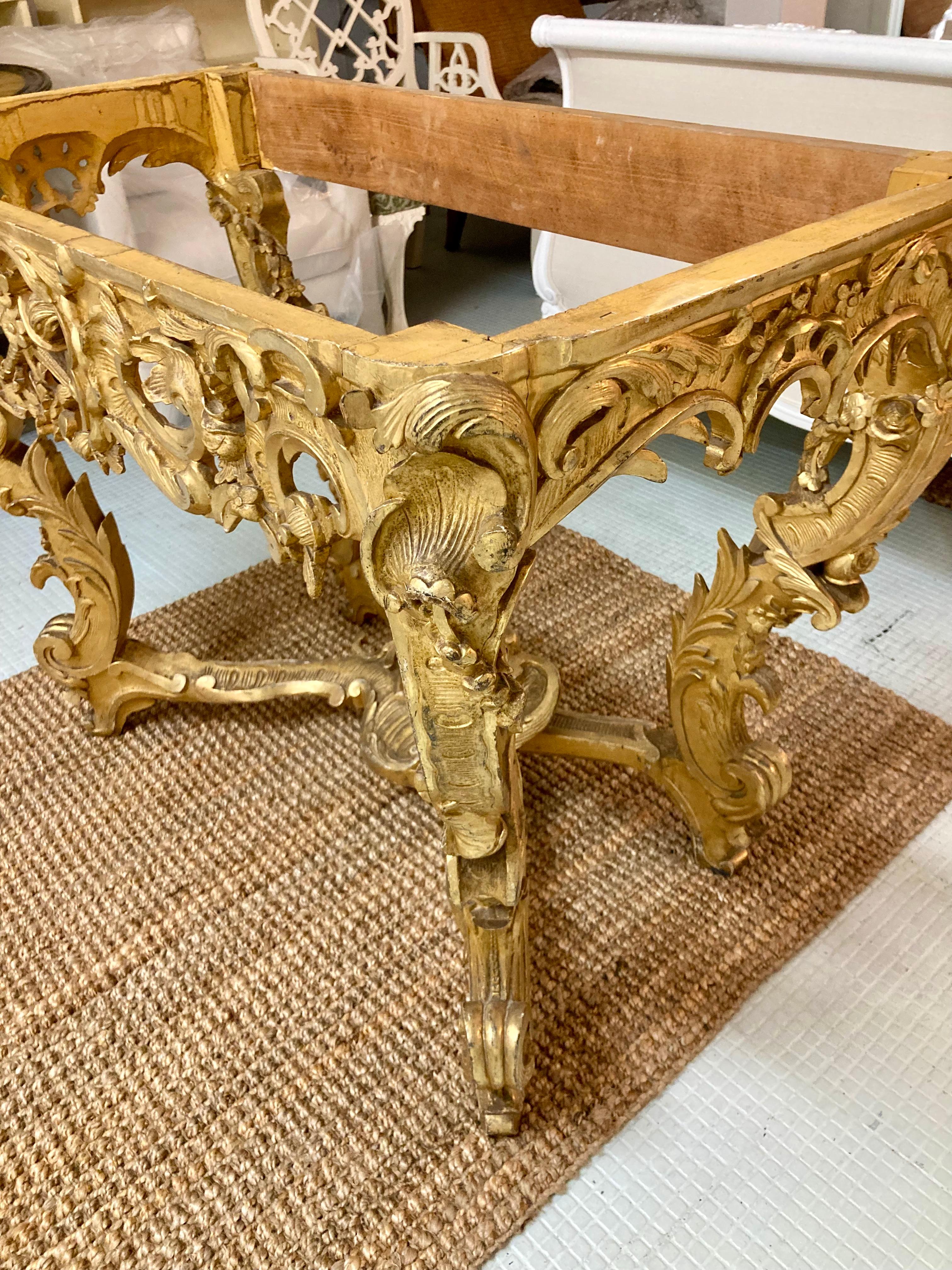 French 18th Century Regency Gilt Carved Console With No Top - Base Only For Sale 1