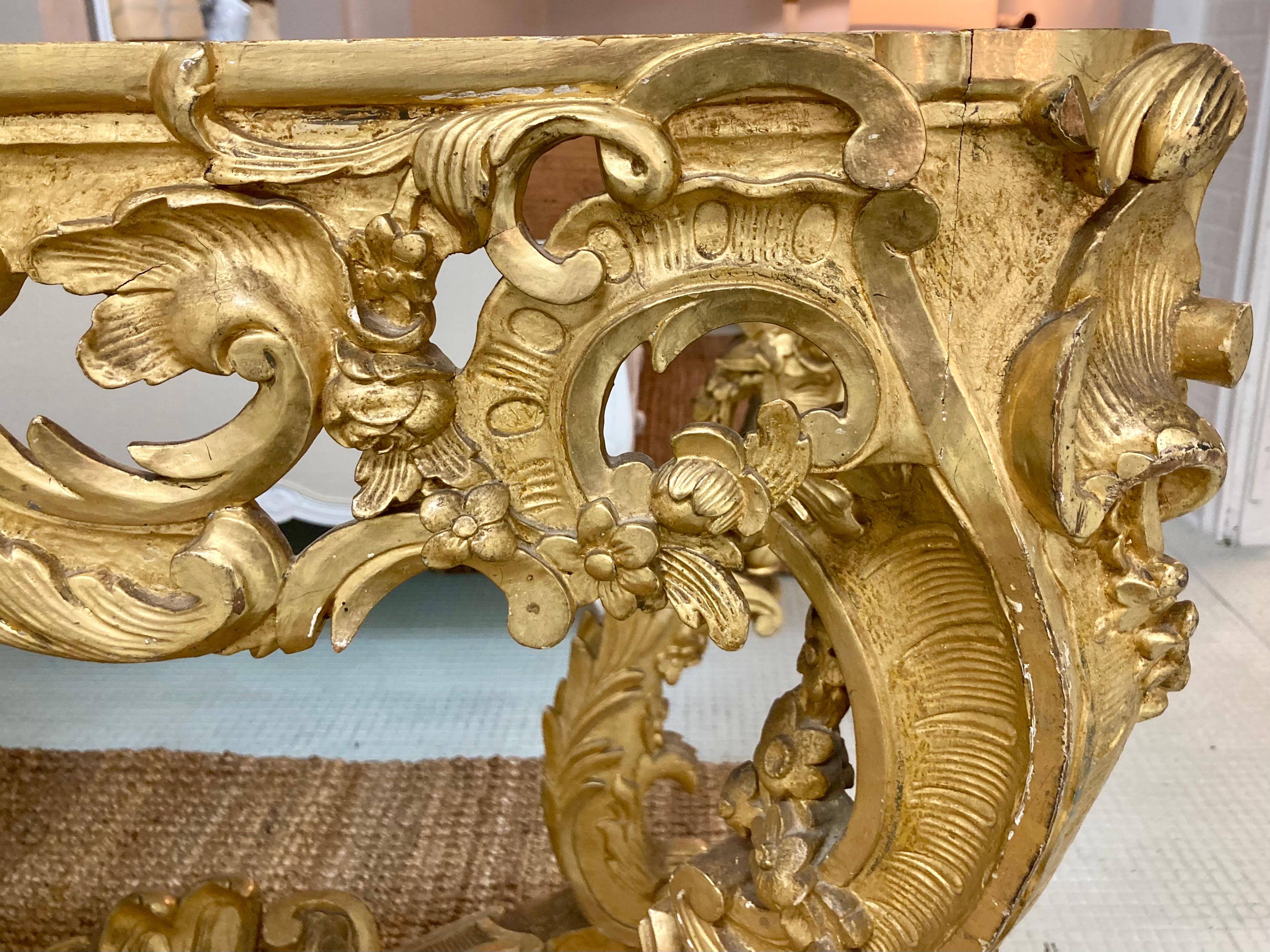 French 18th Century Regency Gilt Carved Console With No Top - Base Only For Sale 2